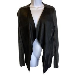 Michael Stars Cropped Leather Gray Asymmetric Front, Knit Back Sz M Holiday